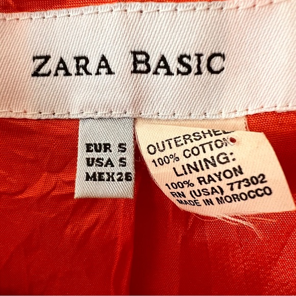 Zara Women's Basic Cropped Jacket Bold Stylish Orange 100% Heavy Cotton Size S - Picture 13 of 17